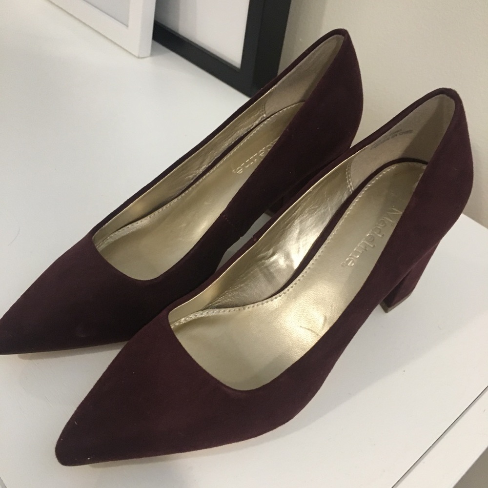 Burgundy block heels